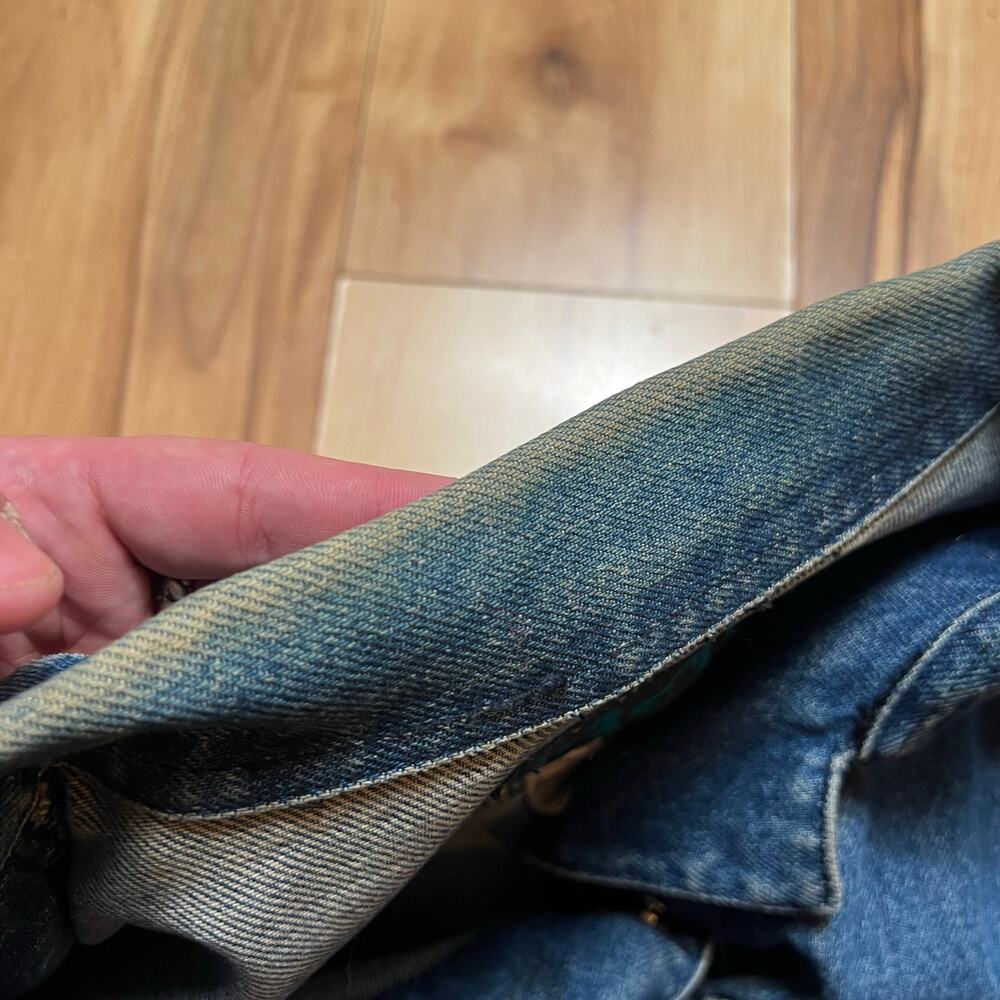 VINTAGE 90s Waco Denim Chore Jacket Size M Yoked Western Style Distressed - Picture 5 of 7